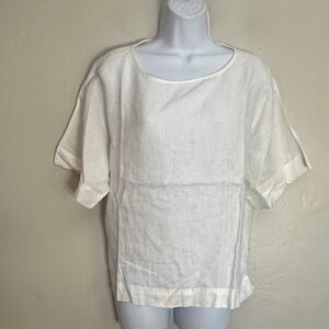 Chico's Cream Short Sleeve Linen Top